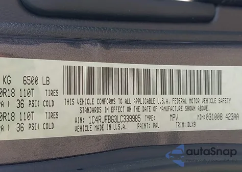 2020 Jeep Grand Cherokee Limited 4X4 z USA, uszkodzony, nr VIN 1C4RJFBG3LC339985